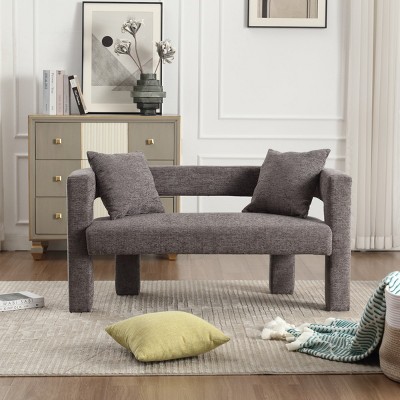 51"Modern Chenille Loveseat Sofa,Comfy Upholstered 2 Seater Sofa With 2 Pillows,Small Loveseat Sofa,Loveseat Couch -Maison Boucle