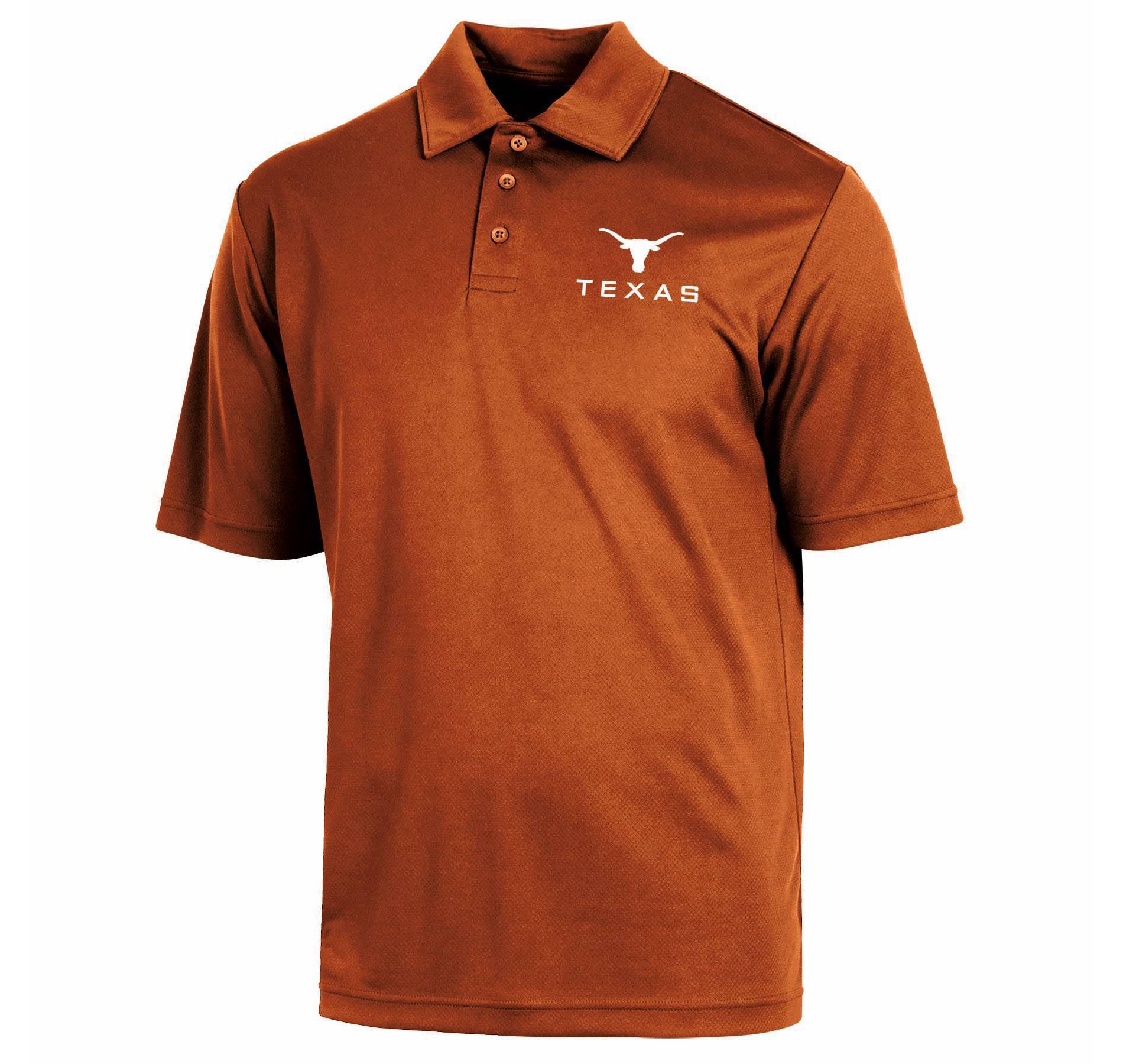 NCAA Texas Longhorns Men's Polo T-Shirt - M: Lightweight Polyester, Standard Fit