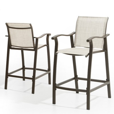 Pellebant Classic Outdoor Patio Aluminum Counter Bar Height Stools (Set of 2)