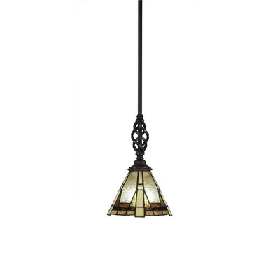 Toltec Lighting Elegante 1 - Light Pendant in  Dark Granite with 7" Zion Art Glass Shade