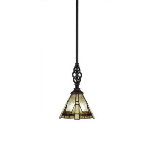 Toltec Lighting Elegante 1 - Light Pendant in  Dark Granite with 7" Zion Art Glass Shade - 1 of 1