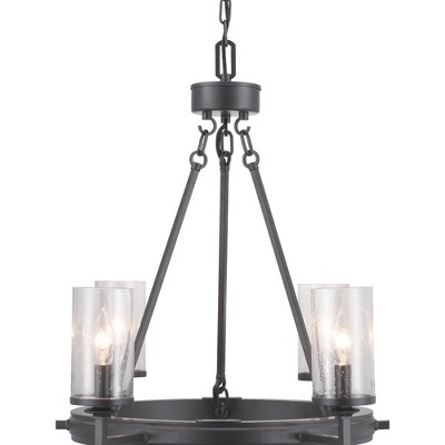 Gresham Graphite 6-Light Chandelier with Seeded Glass Shades