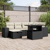 vidaXL 7 Piece Patio Sofa Set with Cushions Black Poly Rattan - Black and Cream without Storage - 2 of 4