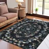 Modern Washable Area Rug for Living Room, Floral Pattern Throw Carpet with Non Slip Backing, Low Pile Stain Resistant Floor Cover - 3 of 4