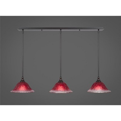 Toltec Lighting Any 3 - Light Chandelier in  Dark Granite with 10" Raspberry Crystal Shade