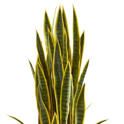 42" Green Faux Sansevieria Plant in Slate Planter