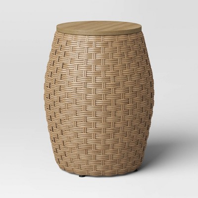 Natural Wicker Round Storage Accent Table - Threshold&#8482;_0