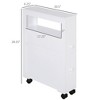 Aghana Digitals White Narrow Bathroom Storage Cabinet with 2 Drawers & Open Shelf, Rolling Casters - 2 of 4