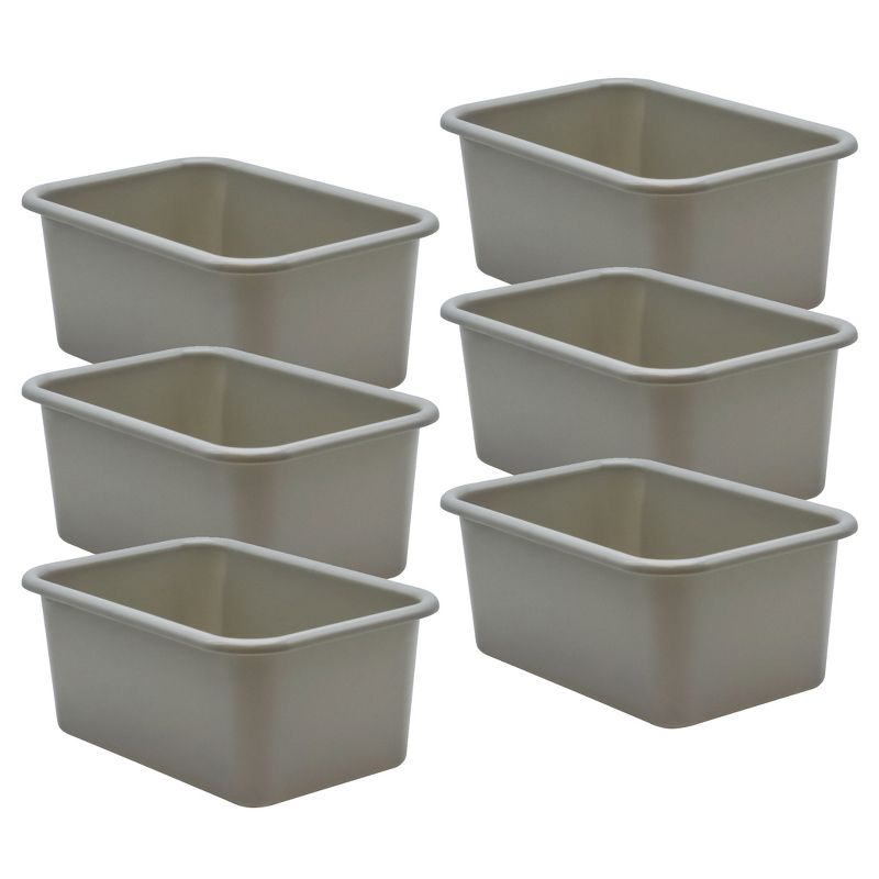 Teacher Created Resources® Gray Small Plastic Storage Bin, Pack of 6, 1 of 3