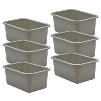 Teacher Created Resources® Gray Small Plastic Storage Bin, Pack of 6