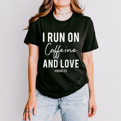 Simply Sage Market I Run On Caffeine And Love Short Sleeve Tee - L - Black