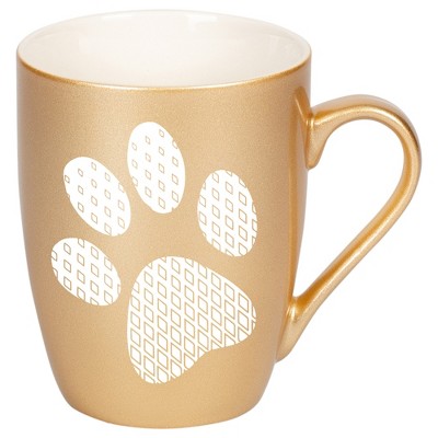 Elanze Designs Pawprint Diamond Gradient Vegas Gold 10 ounce New Bone China Coffee Cup Mug