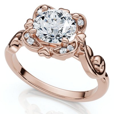 Pompeii3 1.02Ct Floral Petal Diamond Engagement Ring 14k Gold or Platinum Lab Created