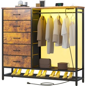 47.2'' W 5 - Drawer Dresser for Bedroom with Hanging Rack - 1 of 4