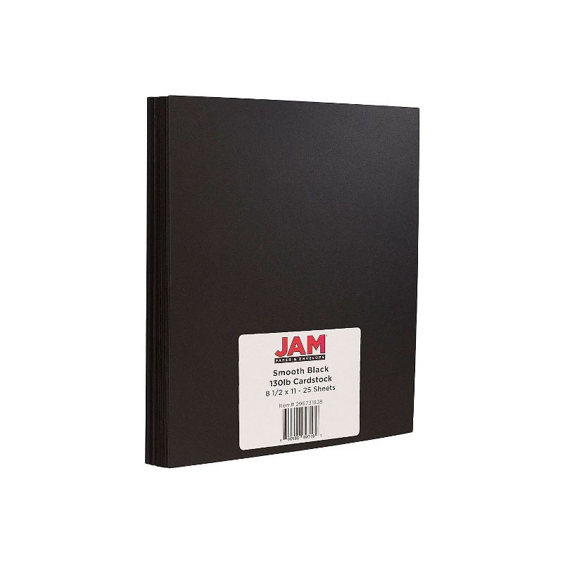 JAM Paper Extra Heavyweight 130 lb. Cardstock Paper 8.5" x 11" Black 25 Sheets/Pack (296731638), 1 of 3