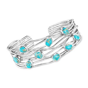 Ross-Simons Turquoise Highway Cuff Bracelet in Sterling Silver - 1 of 4