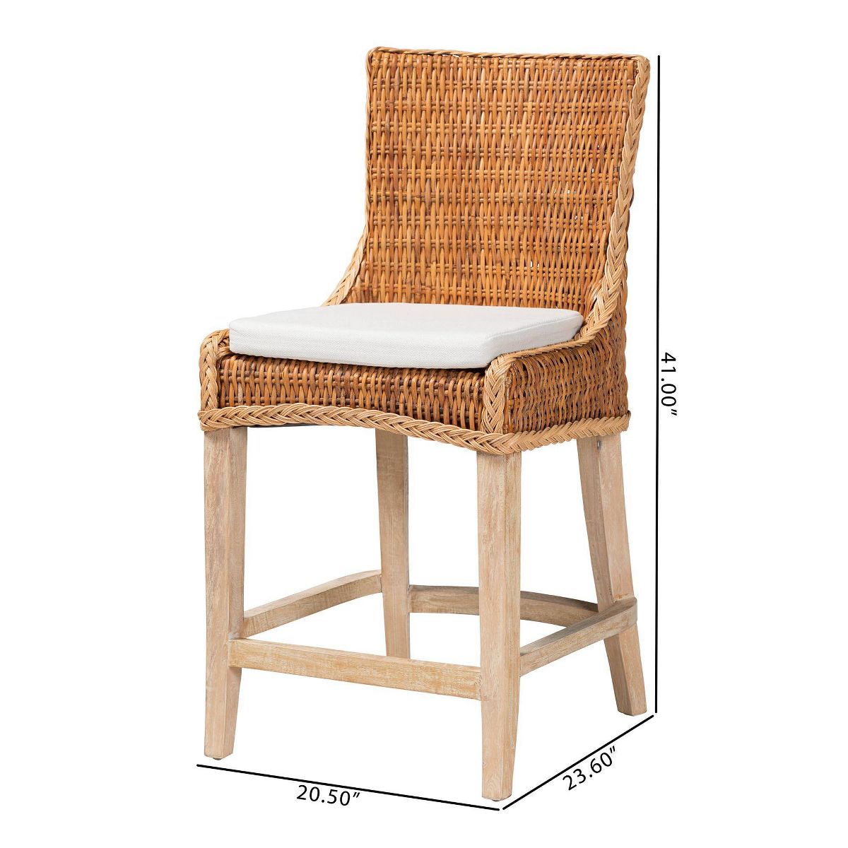 bali & pari Derris Natural Rattan Counter Stool with Cushion Light Honey - thumbnail 10