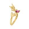 Ross-Simons 0.30 Carat Rhodolite Garnet Bird and Flower Ring in 18kt Gold Over Sterling - 3 of 4