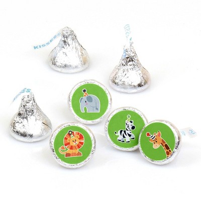 Big Dot of Happiness Jungle Party Animals - Birthday Party or Baby Shower Round Candy Sticker Favors - Labels Fits Chocolate Candy (1 sheet of 108)