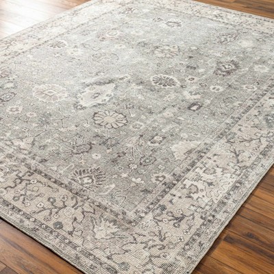 Davina Light Gray and Dark Purple Polyester Rectangular Area Rug