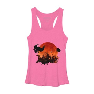 Women's Design By Humans Spooky Halloween Blood Moon Eclipse Ghostly Birds By KateLCardsNMore Racerback Tank Top - 1 of 3
