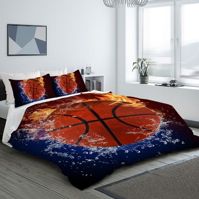 Boersma Fire and Water Basketball Soft Duvet Cover Set Twin Size 3pcs for Home Bedroom