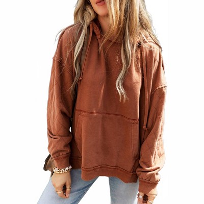 Women's Quilted Kangaroo Pocket Hoodie - Shewin