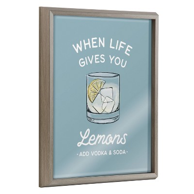 16" x 20" Blake When Life Gives You Lemons Blue Framed Printed Glass by the Creative Bunch Studio Gray - Kate & Laurel All Things Decor