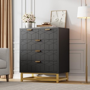homfan Dresser for Bedroom, Wide Dresser Organizer, Drawer with Golden Metal Handle, Modern Chest of Drawers for Closet, Hallway, Living Room - 1 of 4