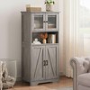 Coolmee 54 inch Tall Bathroom Cabinet, Farmhouse Storage Cabinet with Glass Doors and Adjustable Shelves, Freestanding Kitchen Pantry Cabinets - 4 of 4