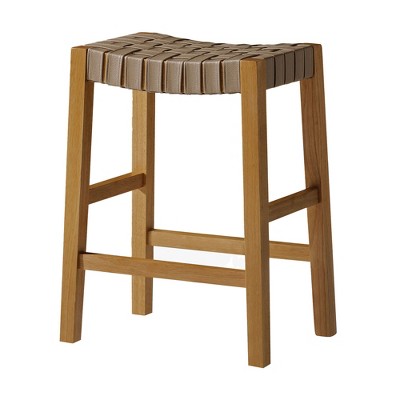 Maven Lane Emerson Kitchen Stool with Marksman Saddle Vegan Leather