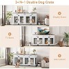 71" Double Dog Crate Furniture with 3 Storage Drawers | Wooden TV Stand & Pet Kennel with Removable Divider - 2 of 4