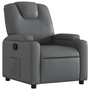 vidaXL Adjustable Recliner Chair - Gray Faux Leather Wingback Armchair with Cup Holders, Side Pocket for Elderly, Manual Recline, Lounge Seating - 1 of 4