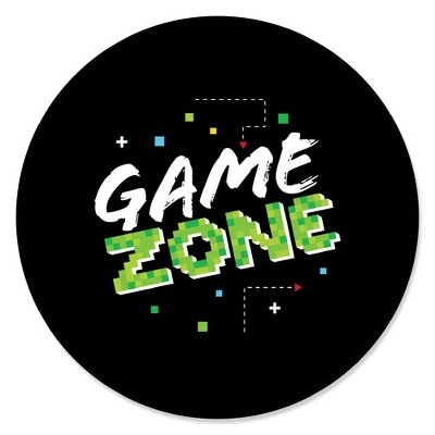 Big Dot of Happiness Game Zone - Pixel Video Game Party or Birthday Party Circle Sticker Labels - 24 Count