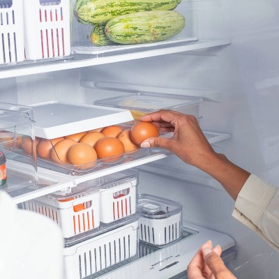 OU Egg Holder for Fridge, BPA Free Rolling Egg Organizer for Refrigerator Organization, Clear Stackable Container for Kitchen Organizers and Storage — фото 2