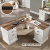 SinCiDo 60" L-Shaped Desk,Farmhouse Computer Desk with Charging Station,Filing Cabinet Storage, Drawer,Study Writing Desk - 4 of 4