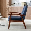 Modern Armchair Solid Wood Accent Chair,Living Room Comfy Single Sofa Chair Upholstered Wooden Lounge Chair,Vintage Chairs-Cuddlewood - 3 of 4