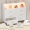 Homhougo Modern 6-Drawer Dresser with LED Lights & Charging Station - Triangle Pattern, Gold Legs White - 3 of 4