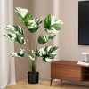 Tangkula 4FT Artificial Monstera Deliciosa Tree 2-Pack Fake Plant Faux Tree for Decoration - 3 of 4