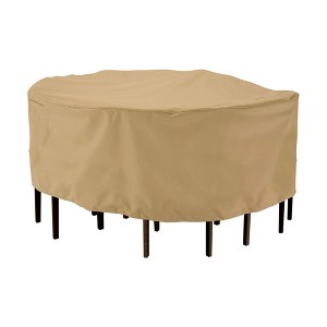 Classic Accessories Terrazzo Water-Resistant Round Patio Table & Chair Set 1pc Furniture Cover Beige - 1 of 4