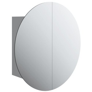vidaXL Cabinet Bathroom Wall Vanity Mirror Cabinet with Round Mirror and LED - Gray 15.7" x 15.7" x 6.9" - 1 of 4