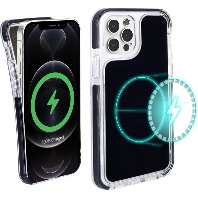 iHome Magnetic Silicone Velo Case, Slim & Shock Absorbent, MagSafe Compatible, iPhone 12/12 Pro, Black