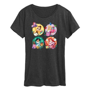 Women's - Disney - Princess Christmas Grid Short Sleeve Graphic T-Shirt - 1 of 4