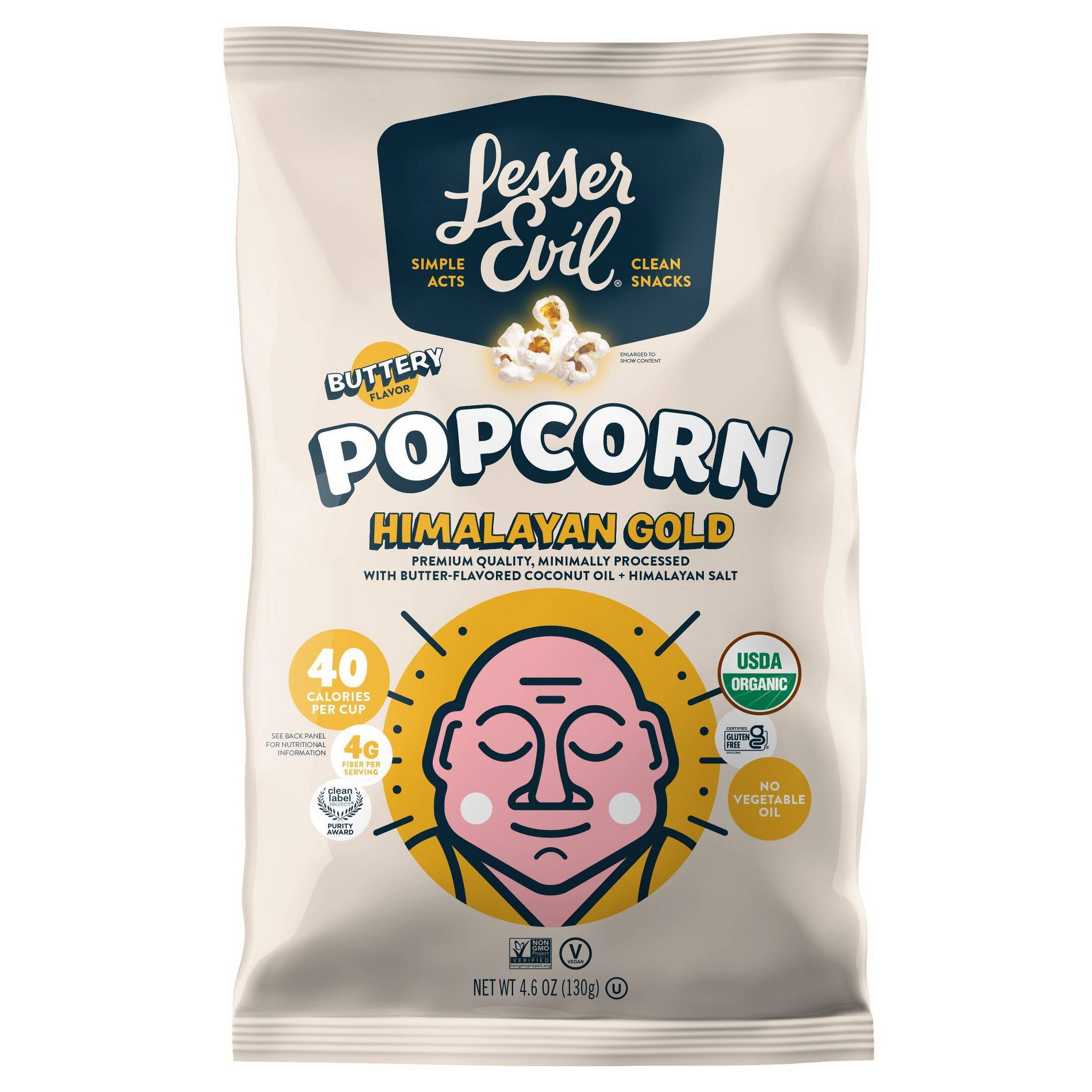 LesserEvil Organic Popcorn Himalayan Gold -  4.6oz
