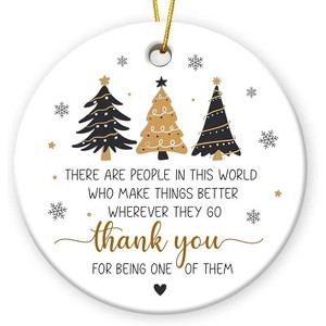 Lomsoe Thank You Christmas Ornament Christmas Hanging Ornaments Holiday Thank You Gift Ceramic Ornament for Christmas Tree Decorations Christmas Gift - 1 of 4