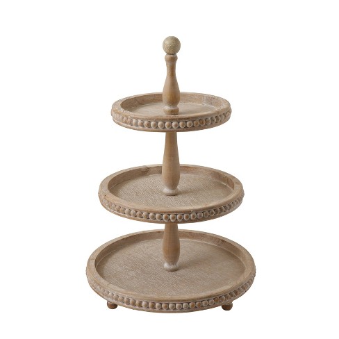 Decorative Wood & Tin 3 Tier Tray