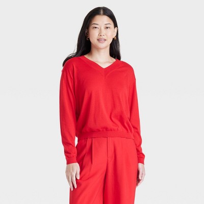 Women's Fine Gauge V-Neck Pullover Sweater - A New Day™