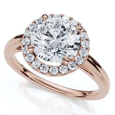 Pompeii3 Certified 1 3/4Ct Halo Round Cut Diamond Engagement Ring 14k Gold Lab Created
