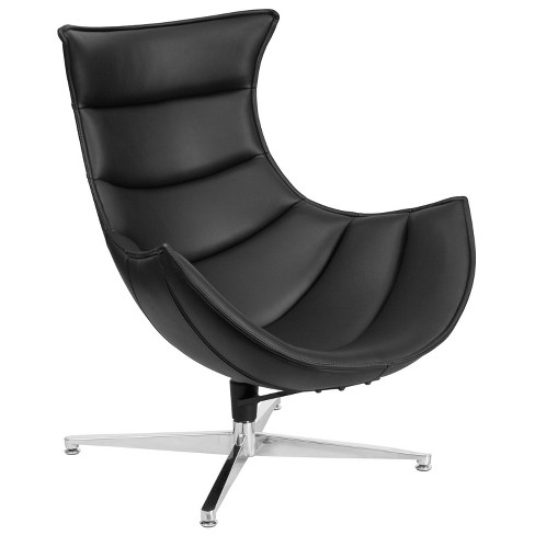 Flash Furniture Black LeatherSoft Swivel Cocoon Chair