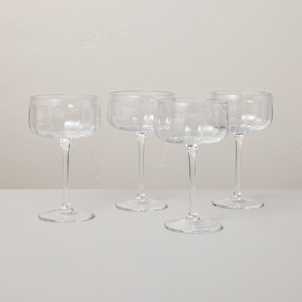 Set of 4 8oz Coupe Glasses Clear - Hearth & Hand™ with Magnolia